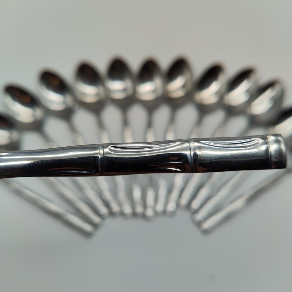 14X Tsp The Cellar CLF2 Stainless Silverware Flatware Bamboo TeaSpoons